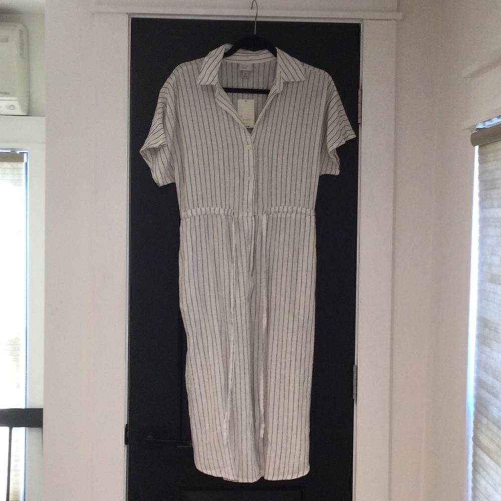 A New Day White Midi Shirt Dress with Short Sleeves and Notched Collar